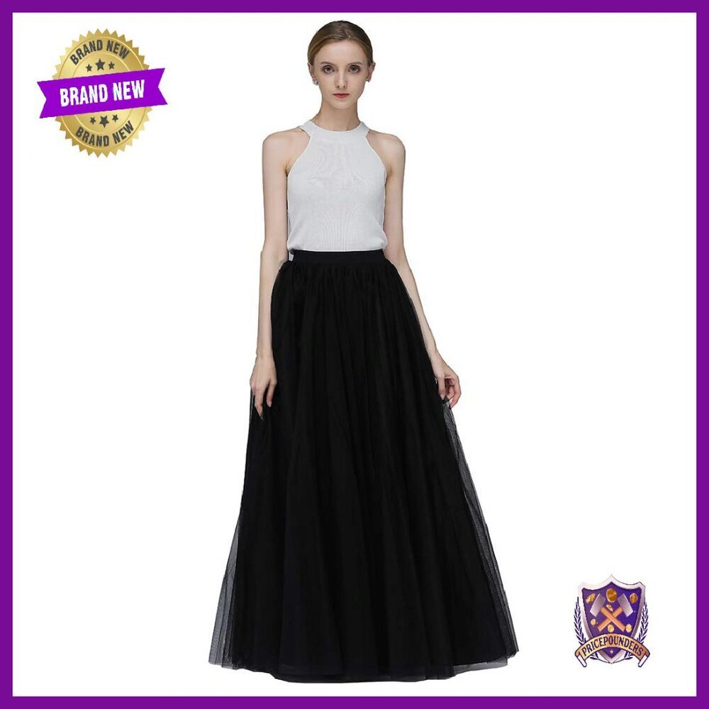 A-Line Tulle Skirt High Waisted Long Full Tutu for Wedding Prom Party